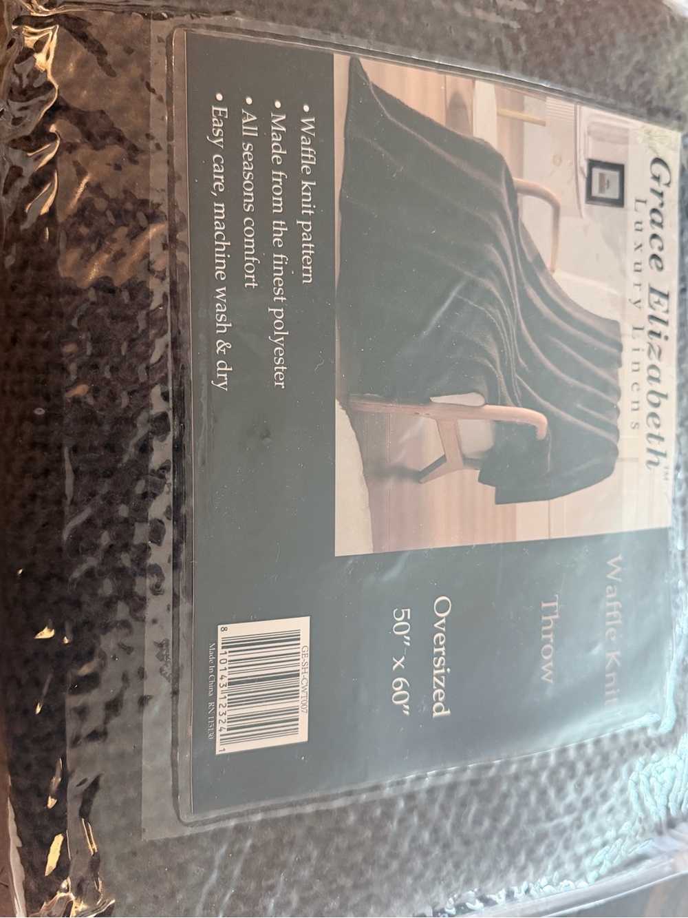 Brown Waffle Knit Throw